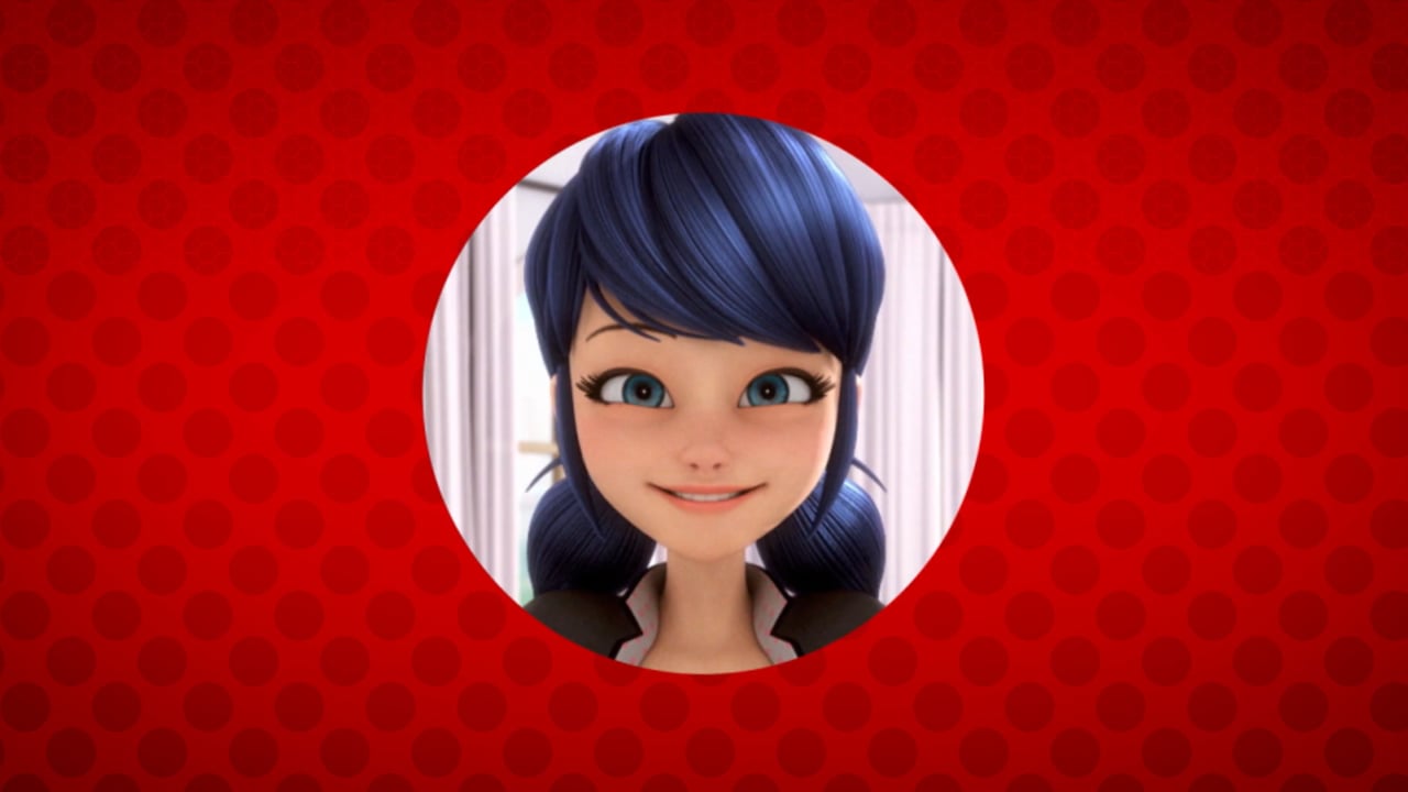 Marinette framed by red ladybug spots in the Miraculous lyric film