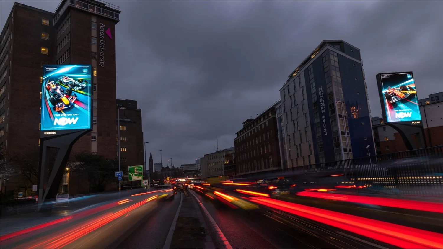 NOW Formula 1 launch campaign on city digital screens